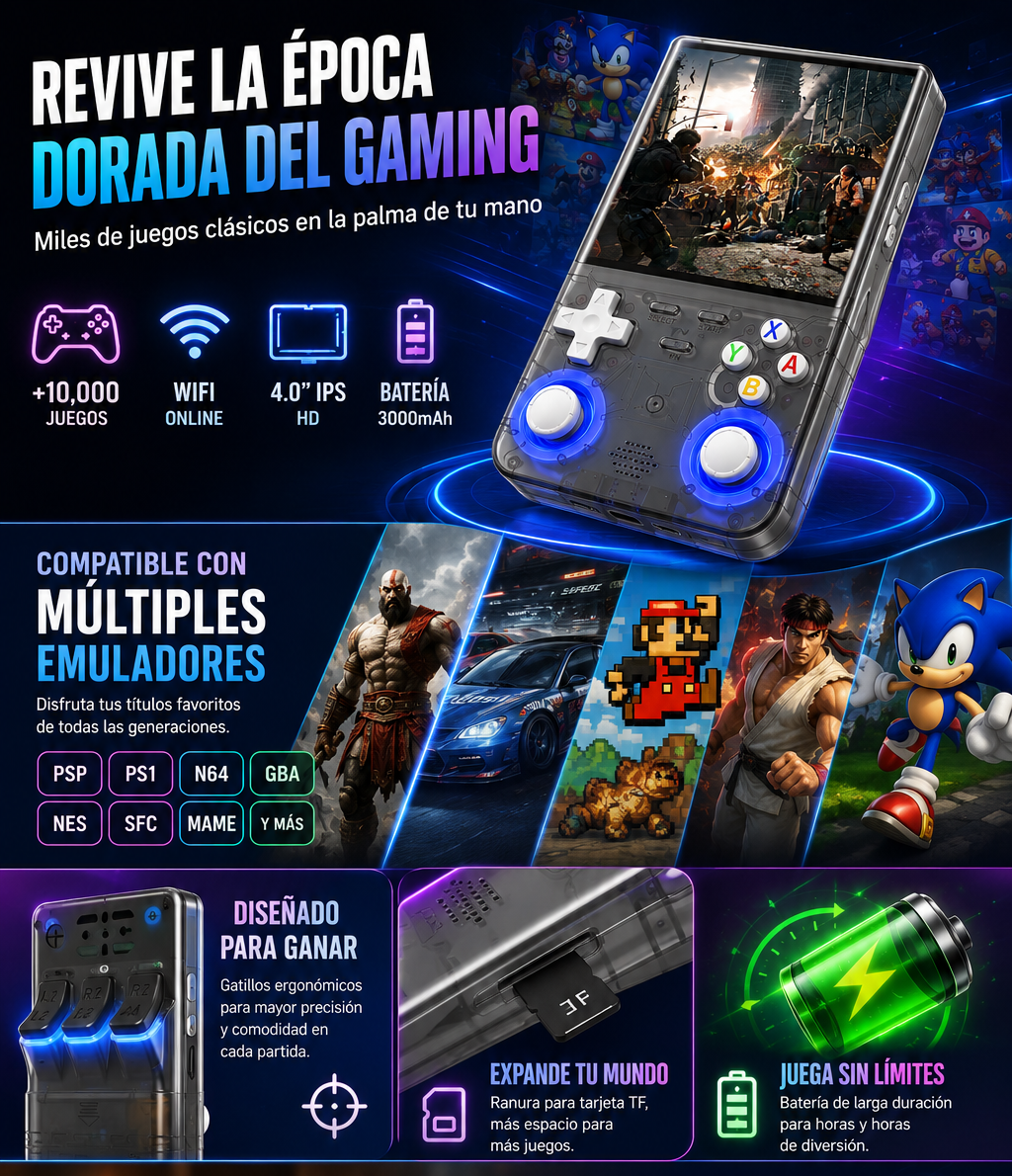 R36 la consola gamer Portátil con Miles de Juegos