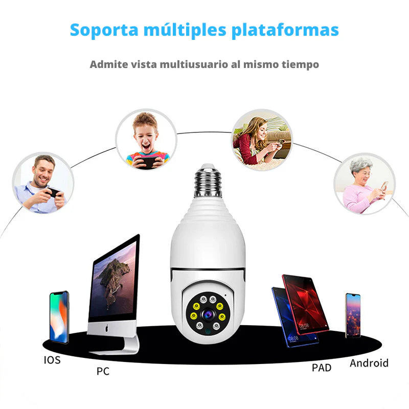 Cámara de seguridad enroscable bombillo 360°